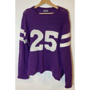 Wooden Ships Sweater Wool Blend Purple White 25 Size Medium Large M L